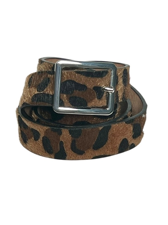 Accessories - Trendy Leopard Print Pony Hair 1 Inch Wide Belt Contemporary